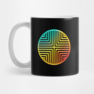 Neon Geometric Glyph Mandala Sigil Rune Sign Seal Cyan Red and Yellow  -  045 Mug